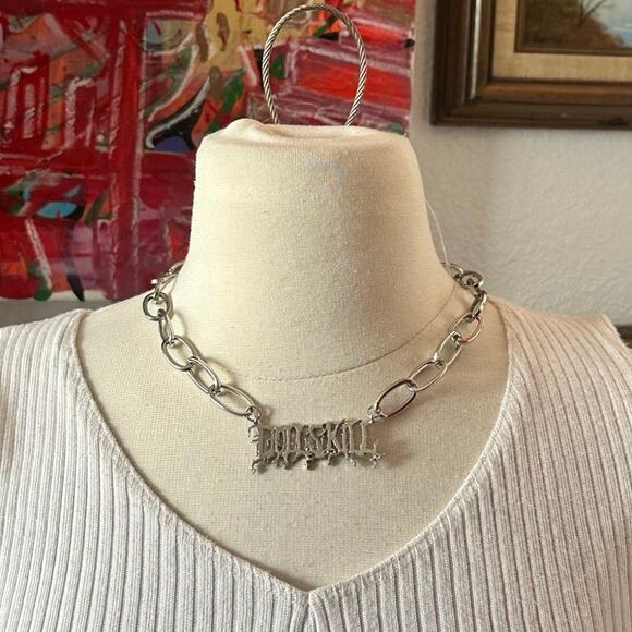 dolls kill silver chain choker necklace - Picture 1 of 4
